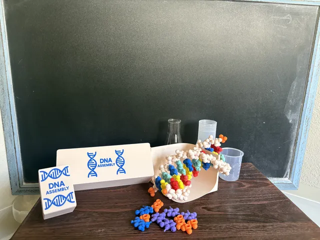 The complete HANDS DNA and RNA Assembly Kit with all colour-coded pieces laid out